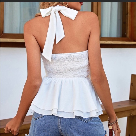 Tops: bundle 3 or more for 50% off! EUC Free People ruffle halter wrap top - Picture 4 of 12
